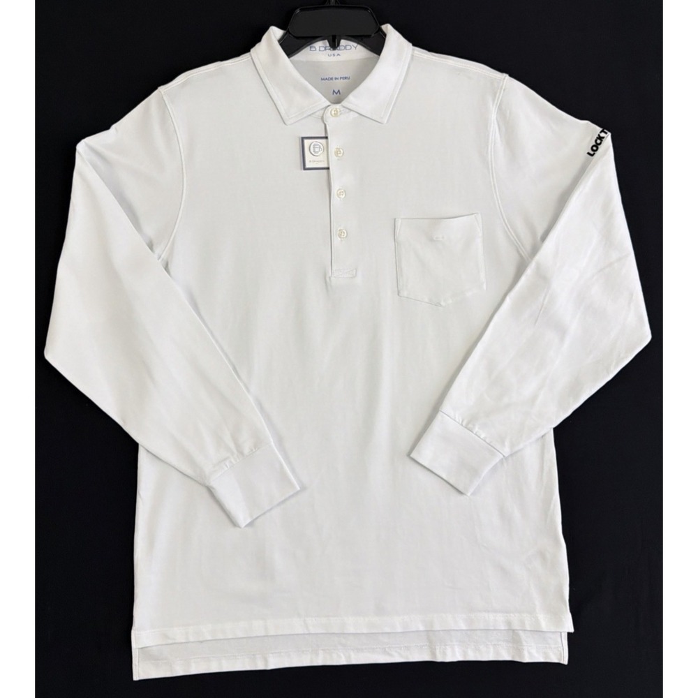 B Draddy Jack Long Sleeve Polo White Pima Cotton BDL00 Medium NWT "Lockton Re"